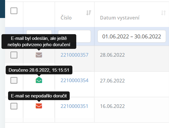 Stav odeslaných emailů